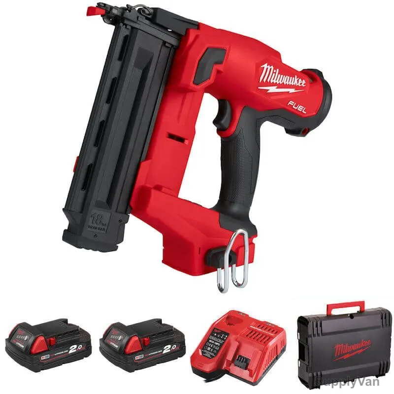 Milwaukee Gauge Finish Cordless Nailer Kit, M18FN18GS-202X, Fuel, 18V, 110 Nails, 5 Pcs/Kit — image 1