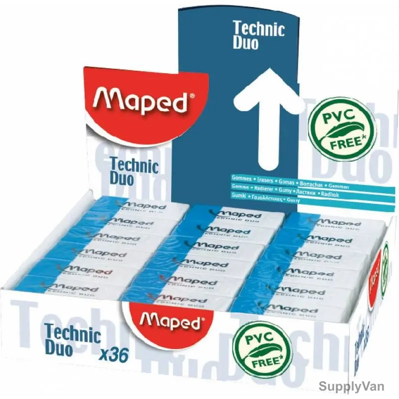 Maped Technic Duo Eraser, MD-511710, Blue/White, 36 Pcs/Pack
