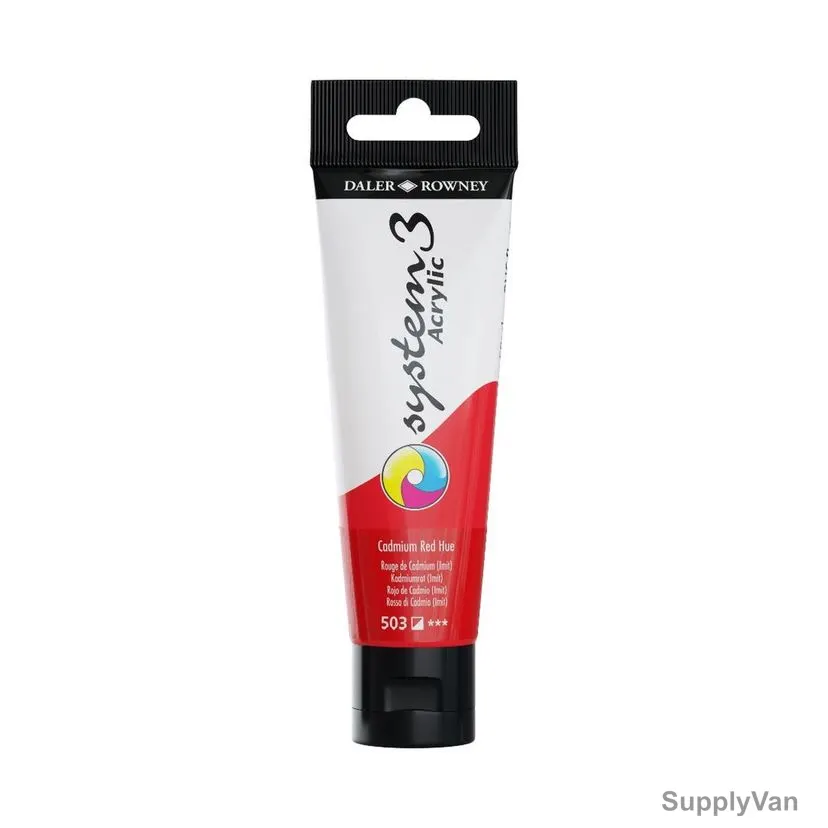 Daler Rowney System3 Acrylic Paint, 129059503, 59ml, 503 Cadmium Red Hue — image 1