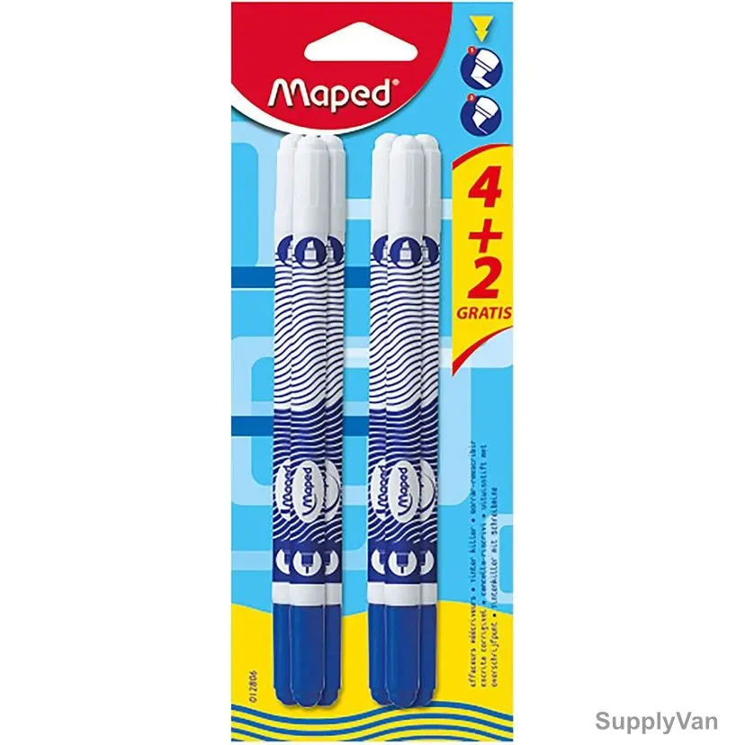 Maped Write and Erase Ink Killer, MD-012806, Blue/White, 6 Pcs/Pack