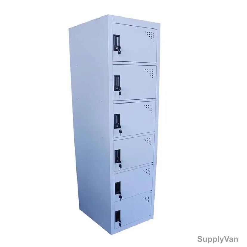 Rigid Slope Top 6 Door Locker With Combination Lock, RGD-36, 2300/2000MM Height x 380MM Width x 457MM Depth, Grey