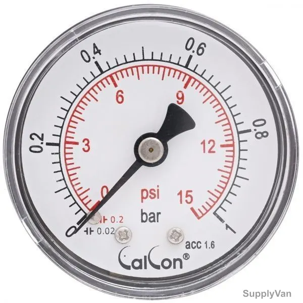 Calcon Pressure Gauge, CC10D, 50MM, 1/8 Inch, BSP, 0-1 Bar