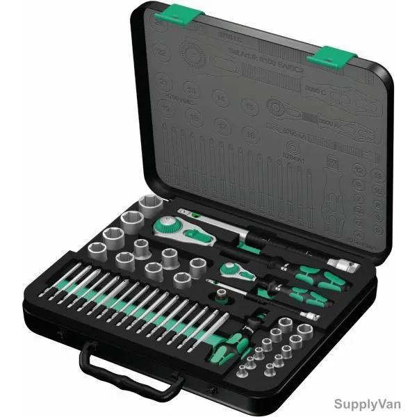 Wera Ratchet Set, 5160785001, Zyklop, 1/2 Inch and 1/4 Inch Drive Size, 43 Pcs/Set