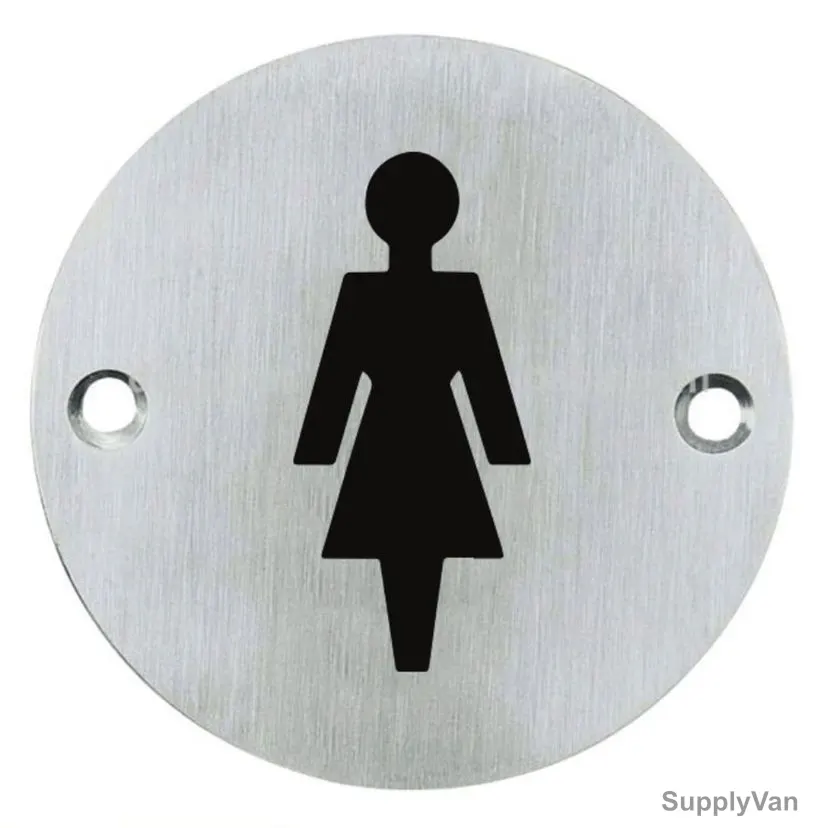 Dorfit Women Symbol Engraved Sign Plate, DTSPW002, Round, 76MM, Satin