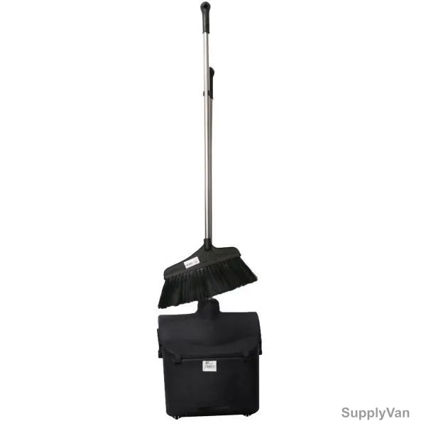 Moonlight Long Handle Dust Pan With Broom, 55134, 75CM, Black