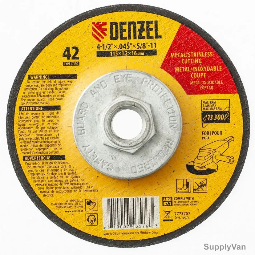 Denzel Metal Grinding Wheel, 7773757, Type 42, 115 x 1.2 x 16MM — image 1