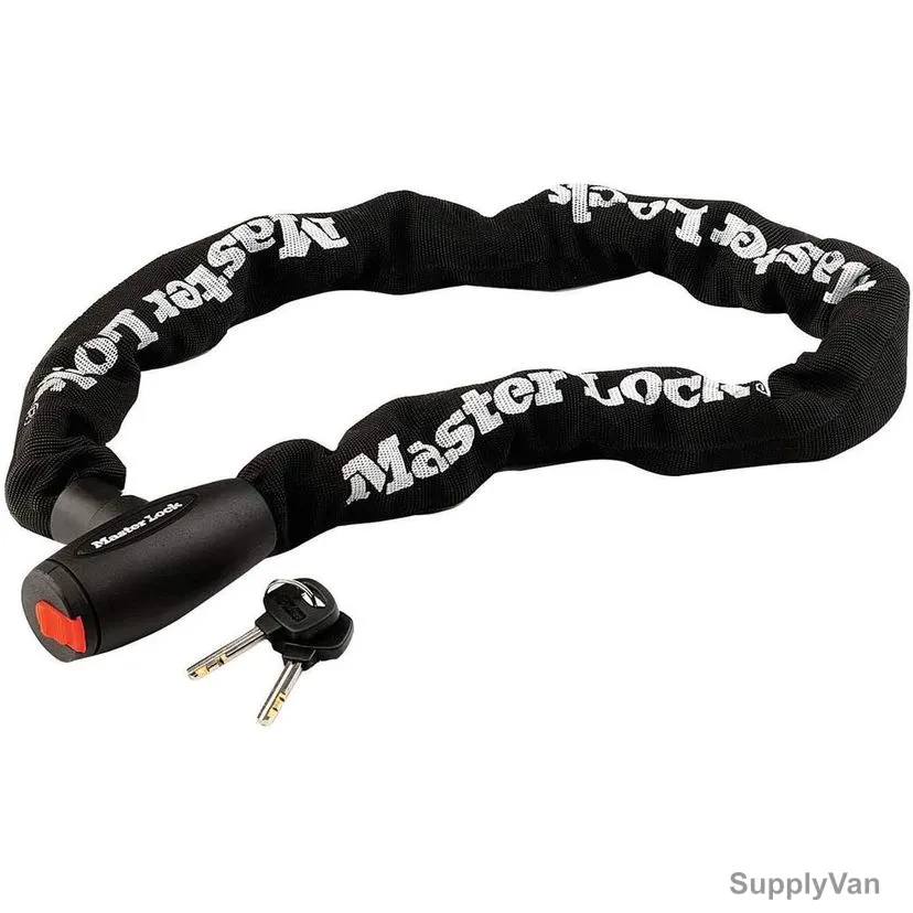 Master Lock Chain with Integrated Keyed Lock, ML8291EURDPS, 1 Mtr x 10MM, Black — image 1