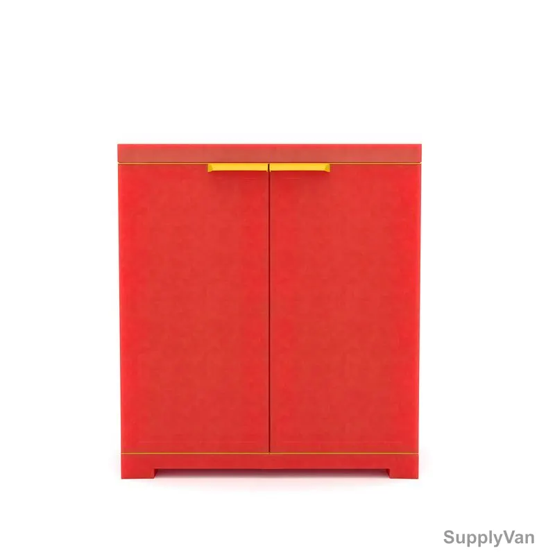 Nilkamal Freedom Mini Small Freestanding Storage Cabinet, 2 Shelves, Plastic, Bright Red/Yellow — image 1