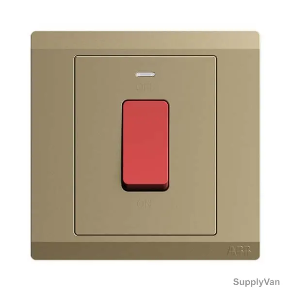Abb DP Switch With Neon, BL179-PG, Inora, 1 Gang, 1 Way, 45A, Royal Gold