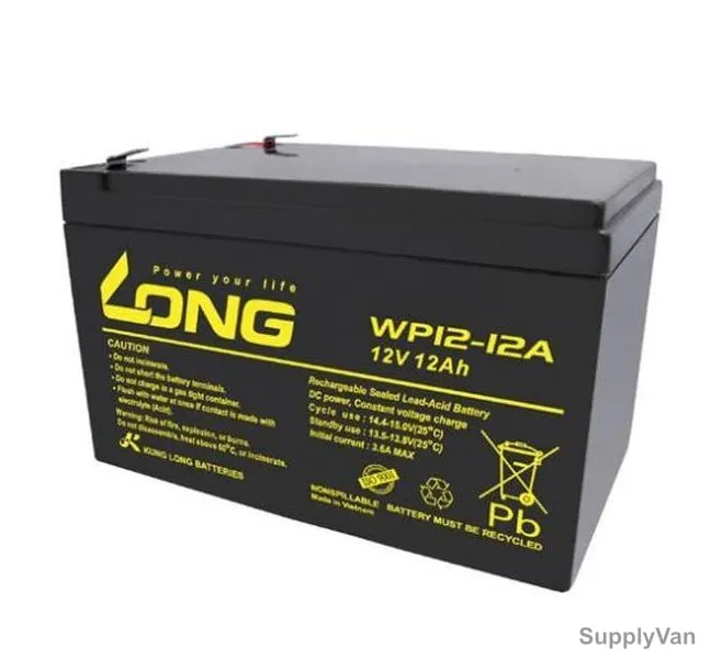 Long Rechargeable Sealed Lead Acid Battery, WP12-12A, 12V, 12Ah