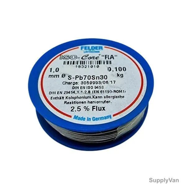 Felder Soft Soldering Wire, 18321010, Iso-Core RA, 1MM Dia, 100GM