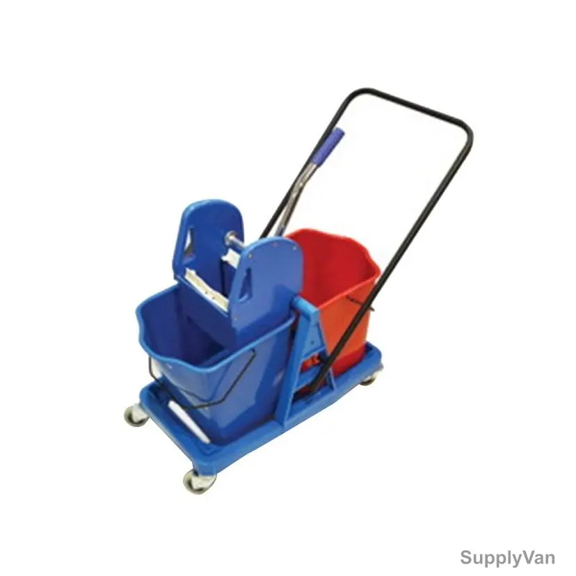 Double Mop Bucket With Wringer, BT11, Plastic, 50 Ltrs, Red/Blue
