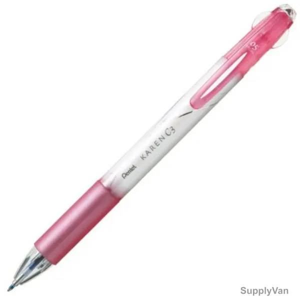 Pentel 3 In 1 Ball Point Pen, PE-BPC35LP, Karen C3, 0.7MM Tip, Pink, 10 Pcs/Pack