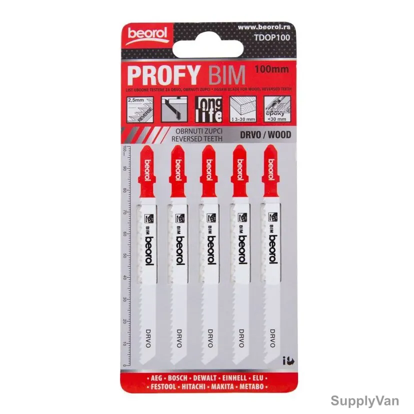 Beorol Jigsaw Blade, TDOP100, Teeth, PK5