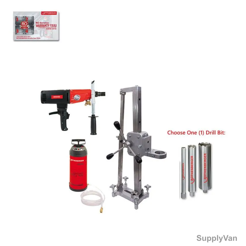Rothenberger Core Drilling Set, 6EDM19P, 1-1/4 UNC to R 1/2 Inch, 1900W, 4 Pcs/Set