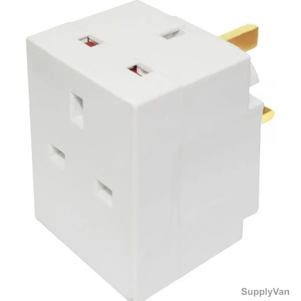 Multi-Socket Plug Adapter, 3 Way, 13A, White