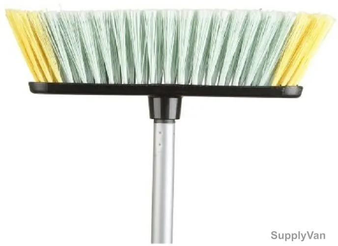 Vileda Indoor Floor Broom W/ Stick, VLFC121447A, Eco, Fiber, Red and Black