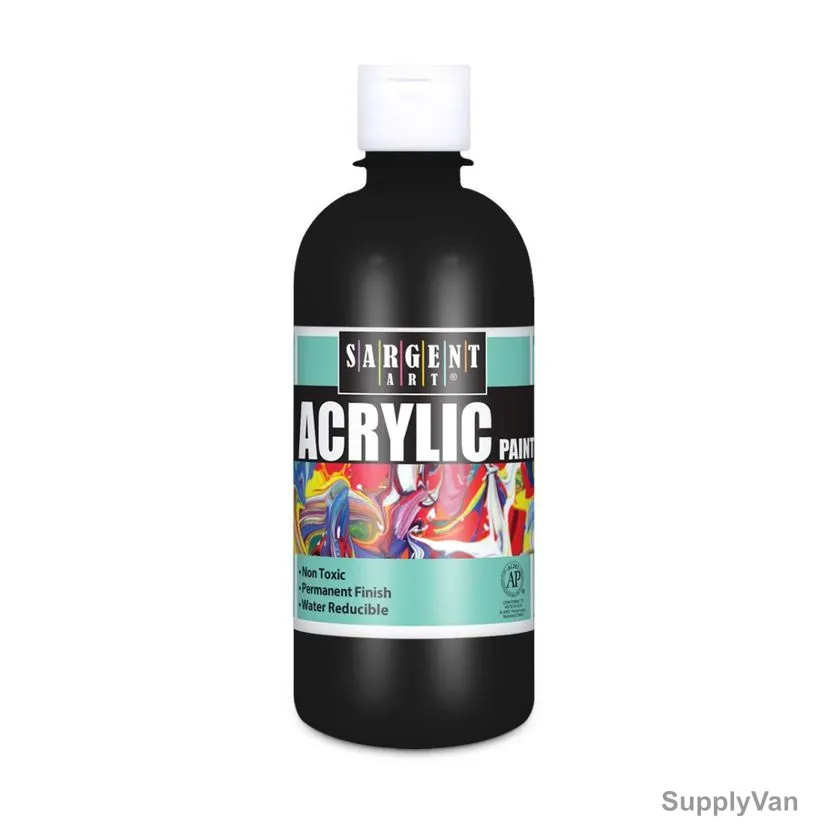 Sargent Art Acrylic Paint, SA24-2485, 16 Oz, Ivory Black