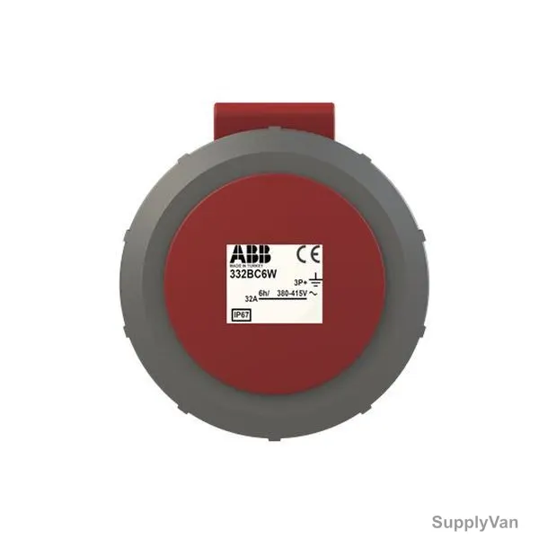 ABB Pin and Sleeve Connector, 332BC6W, 4 Pole, 32A, Red and Grey — image 1