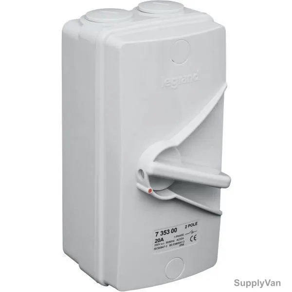 Legrand Isolator Switch, 735300, 20A, 2P