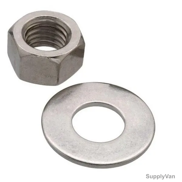 Nut With Washer, Mild Steel, M10, 100 Pcs/Pack
