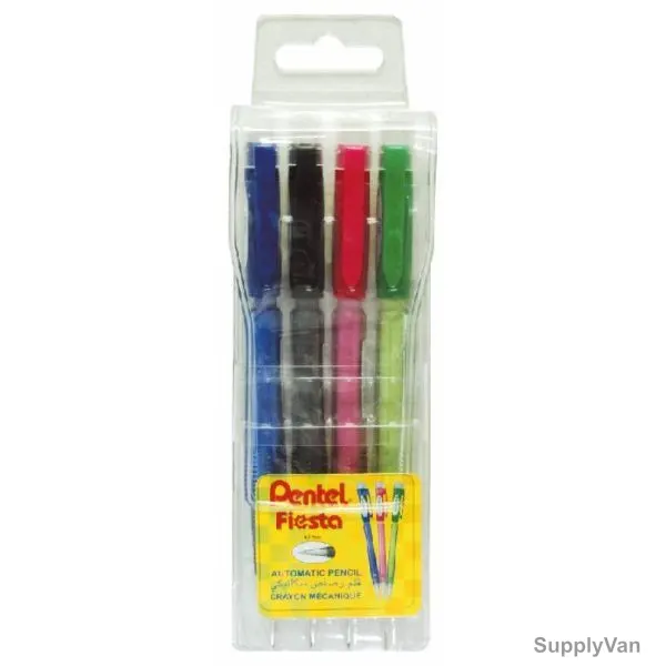 Pentel Mechanical Pencil, PE-AX107-04, Fiesta, 0.7MM, Assorted Colors, 4 Pcs/Set