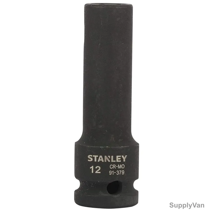 Stanley 6 Point Impact Deep Socket, STMT91379-8B, 1/2 Inch Drive, 12MM — image 1