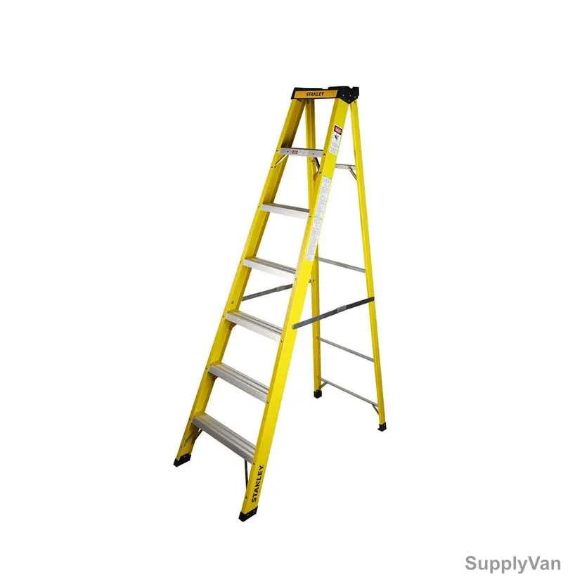 Stanley Step Ladder, SXLDFG-006, Fiberglass, 6 Steps, 150 Kg Loading Capacity