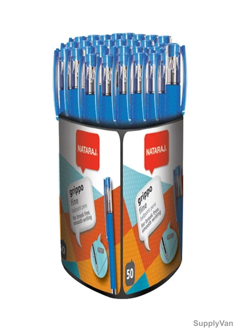 Nataraj Grippo Fine Ball Pen, HPGF50BL, 0.7MM, Blue, 50 Pcs/Pack