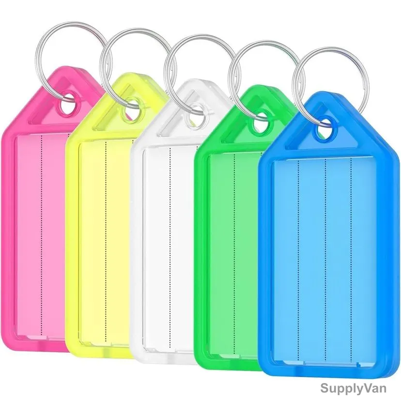 Key Tag With Split Ring and Label, Plastic, Multicolor, 50 Pcs/Pack — image 1