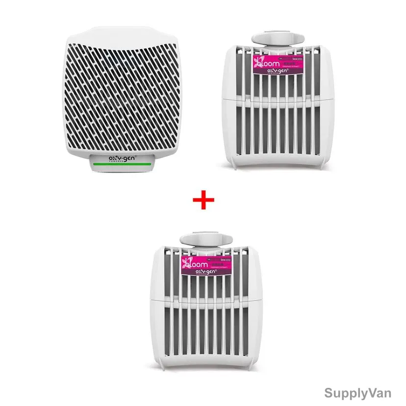 Oxy-Gen Air Freshener Dispenser And Bloom Regular Refill Kit + 1 FREE Bloom Regular Refill, White — image 1