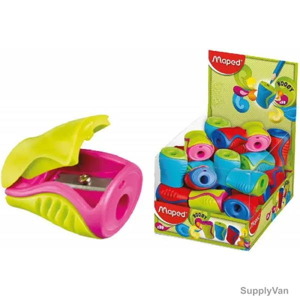 Maped Boogy W/C Pencil Sharpener, MD-063311, 1 Hole, Assorted Colors, 75 Pcs/Set