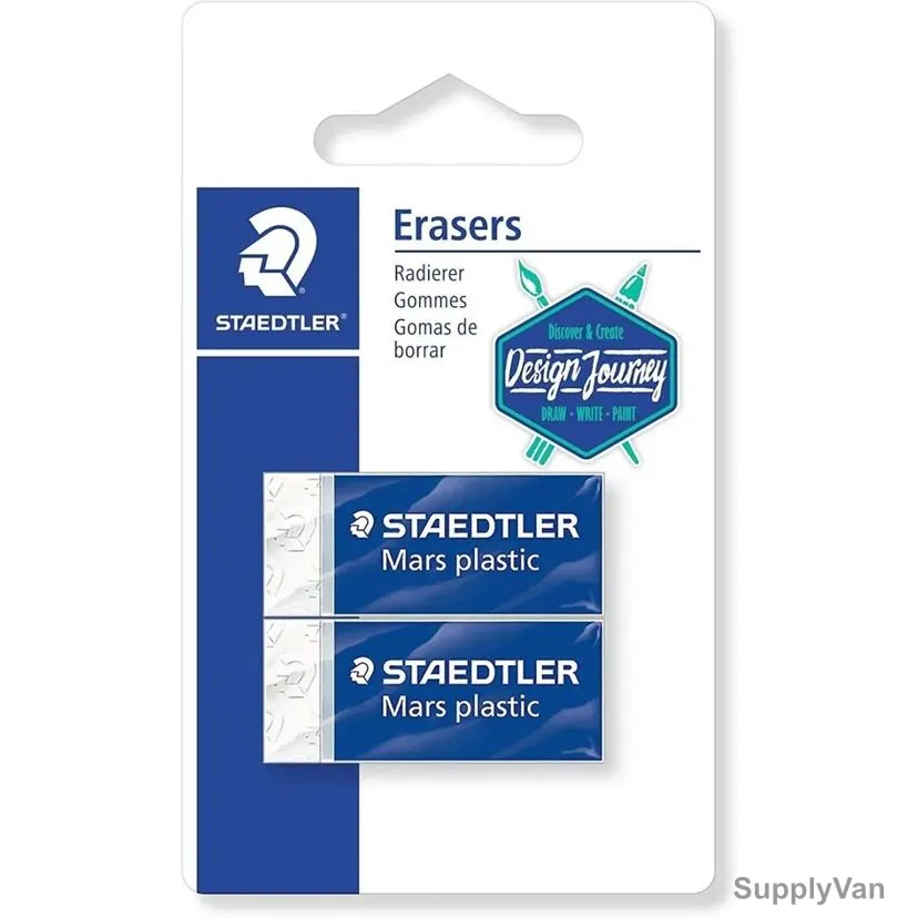 Staedtler Mars Plastic Mini Eraser, ST-526-53BK2C, White, 2 Pcs/Pack