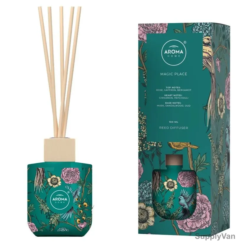 Aroma Home Magic Place Reed Diffuser, Rose Saffron Bergamot With Cinnamon and Oud Notes, 100ML