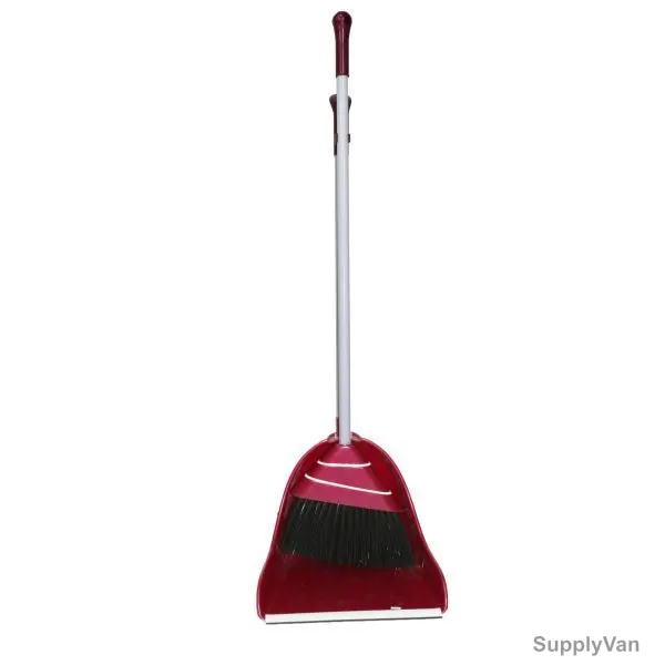 Moonlight Long Handle Dust Pan With Broom, 53123, 54CM, Red