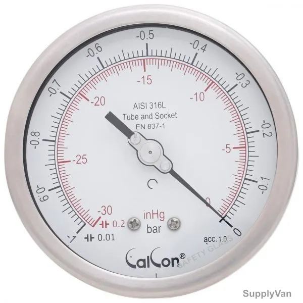 Calcon Pressure Gauge, CC18D, 100MM, 1/2 Inch, NPT, -1-0