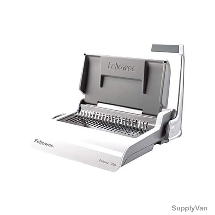 Fellowes Manual Comb Binding Machine, 5627601, Pulsar 300, 300 Sheets, White and Black