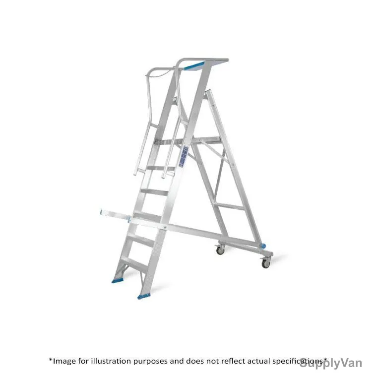 Topman Rolling Warehouse Ladder, RWAL3, Aluminium, 2+1 Steps, 150 Kg Loading Capacity — image 1