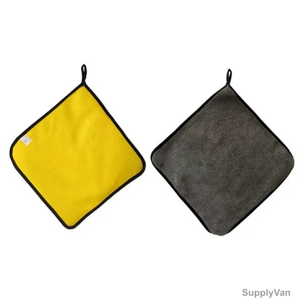 Microfiber Car Cleaning Cloth, 30 x 30CM, Yellow/Grey, 2 Pcs/Pack