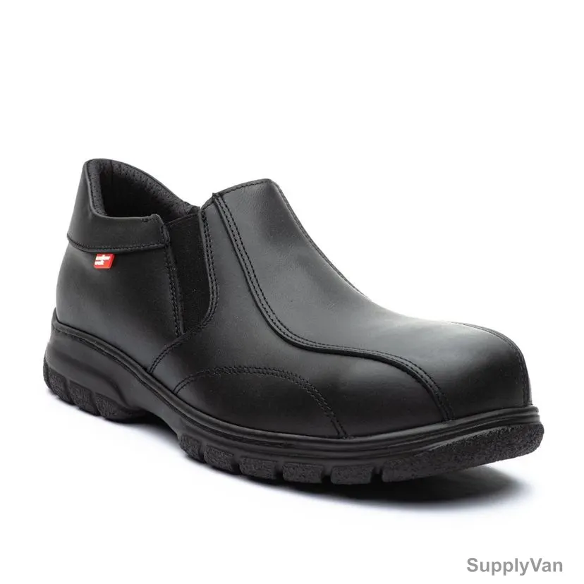 Mellow Walk Safety Shoes, QUENTIN-542128, Leather, Size39, Black