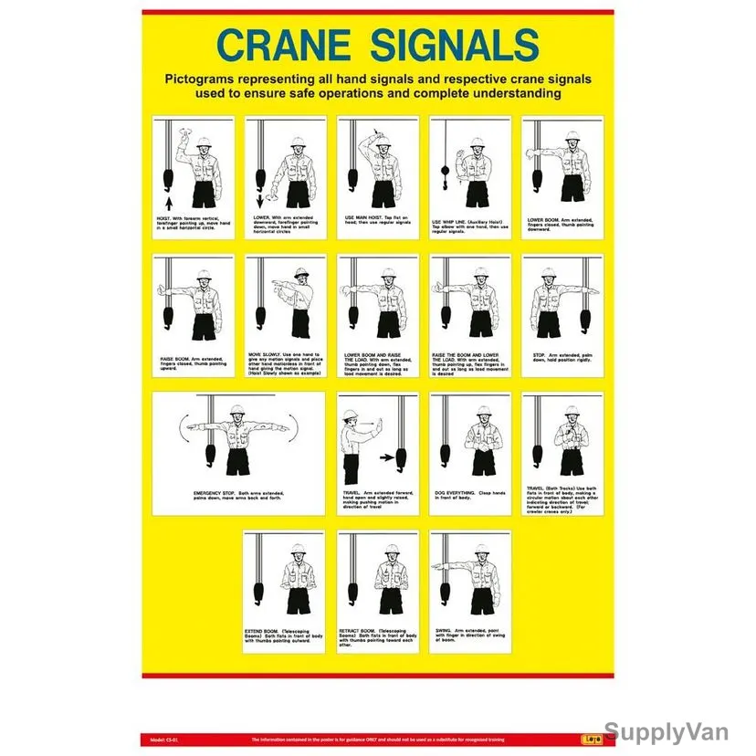 Loto-Lok Crane Signal Poster, CS-01, Vertical, 600 x 450MM