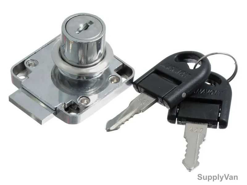 Tuf-Fix Satin Nickel Plated Drawer and Cabinet Lock W/ 2 Folding Keys, DRW25, 22MM, Silver