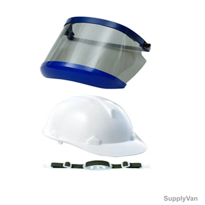 Blue Eagle Face Shield With Safety Helmet, ARC-FCA8plusHR36WH, White/Grey