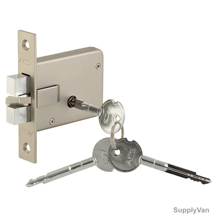 ACS Door Lock W/ 3 Cross Keys, 368Cross, Brass, Silver