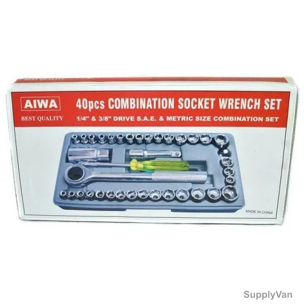 Aiwa Combination Socket Wrench Set, SH-AIWA-40, Grey, 40 Pcs/Set