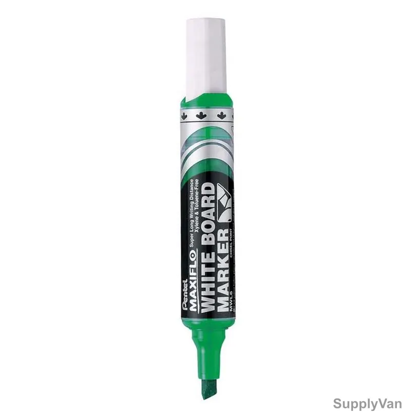 Pentel White Board Marker, PE-MWL6-D, Maxiflo, 2.0-5.7MM, Green, 12 Pcs/Pack
