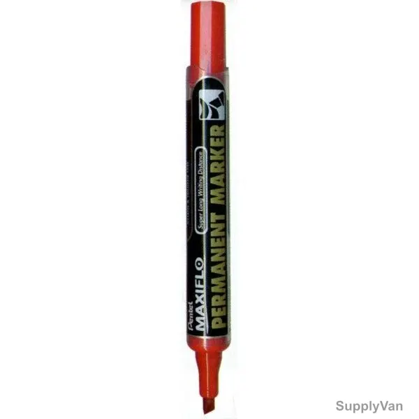 Pentel Permanent Marker, PE-NLF60-B, Maxiflo, 2.5-7MM, Red, 12 Pcs/Pack