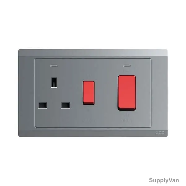 Abb 45A Cooker Switch With 13A Socket, BL118-G, Inora, 1 Way, Classic Grey — image 1