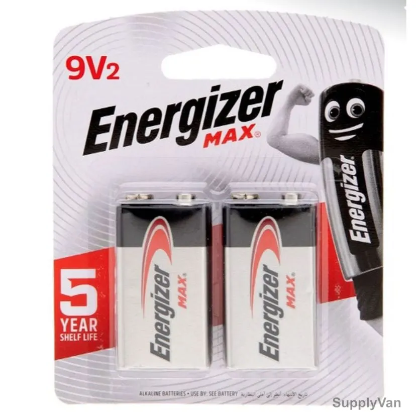 Energizer Max Alkaline Battery, 9V2, 2 Pcs/Pack