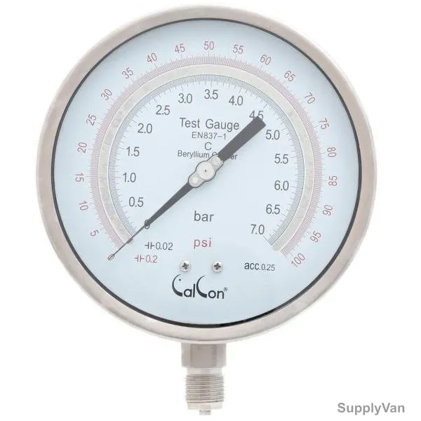 Calcon Test Pressure Gauge, CC18TA, 160MM, 1/2 Inch, NPT, 0-7 Bar